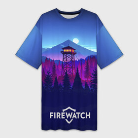 Платье-футболка 3D с принтом Purplewatch в Екатеринбурге,  |  | firewatch | gamers | games | вышка | иллюстрация | лес