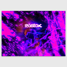 Поздравительная открытка с принтом MUSIC ROBLOX | РОБЛОКС (Z) в Екатеринбурге, 100% бумага | плотность бумаги 280 г/м2, матовая, на обратной стороне линовка и место для марки
 | game | gamer | logo | roblox | simulator | игра | конструктор | лого | логотип | роблок | роблокс | симулятор | строительство | фигура