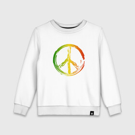 Детский свитшот хлопок с принтом Радужный мир | Peace (Z) в Екатеринбурге, 100% хлопок | круглый вырез горловины, эластичные манжеты, пояс и воротник | bloom | blossom | floret | flowers | hippies | peace | знак | любовь | мир | радуга | радужный | радужный мир | символ | хиппи | цветы