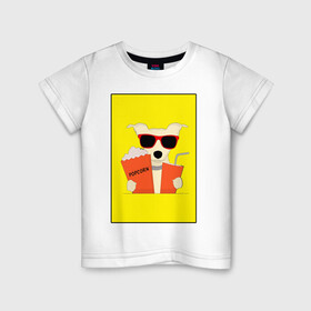 Детская футболка хлопок с принтом Пес кинофил в Екатеринбурге, 100% хлопок | круглый вырез горловины, полуприлегающий силуэт, длина до линии бедер | кино | киноман | киносеанс | кинотеатр | кинофил | пес | собака
