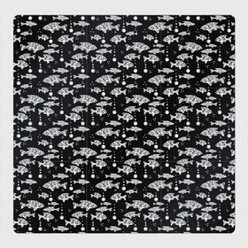Магнитный плакат 3Х3 с принтом Узор для рыбака  в Екатеринбурге, Полимерный материал с магнитным слоем | 9 деталей размером 9*9 см | абстрактная рыба | аквариум | вода | гороскоп | детский | мужской | пузыри | рыба | рыбалка | рыбка | черно белый