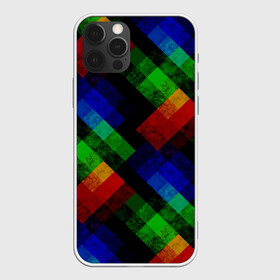 Чехол для iPhone 12 Pro с принтом Разноцветный мраморный узор  в Екатеринбурге, силикон | область печати: задняя сторона чехла, без боковых панелей | абстрактный | зеленый | красный | мраморный | пэчворк | радужный | разноцветный | синий | черный