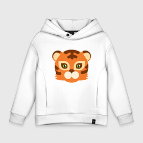 Детское худи Oversize хлопок с принтом Cute Tiger в Екатеринбурге, френч-терри — 70% хлопок, 30% полиэстер. Мягкий теплый начес внутри —100% хлопок | боковые карманы, эластичные манжеты и нижняя кромка, капюшон на магнитной кнопке | 2022 | animal | cat | lion | tiger | год тигра | животные | зверь | зубы | кот | кошка | лев | охотник | полосатый | природа | тигр | тигренок | тигрица | хищник