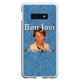 Чехол для Samsung S10E с принтом Jersey Boy - Bon Jovi в Екатеринбурге, Силикон | Область печати: задняя сторона чехла, без боковых панелей | bon jovi | john | альбом | арена | бон | бон джови | глэм | группа | джови | джон | метал | музыка | надпись | песни | поп | попрок | рок | рокер | смайл | солист | софт | стена | хард | хеви | хевиметал