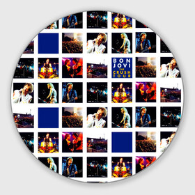Коврик для мышки круглый с принтом The Crush Tour - Bon Jovi в Екатеринбурге, резина и полиэстер | круглая форма, изображение наносится на всю лицевую часть | bon jovi | john | альбом | арена | бон | бон джови | глэм | группа | джови | джон | метал | музыка | надпись | песни | поп | попрок | рок | рокер | смайл | солист | софт | стена | хард | хеви | хевиметал