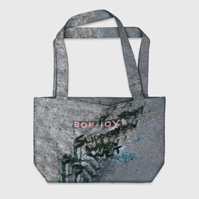 Пляжная сумка 3D с принтом Slippery When Wet - Bon Jovi в Екатеринбурге, 100% полиэстер | застегивается на металлическую кнопку; внутренний карман застегивается на молнию. Стенки укреплены специальным мягким материалом, чтобы защитить содержимое от несильных ударов
 | bon jovi | john | альбом | арена | бон | бон джови | глэм | группа | джови | джон | метал | музыка | надпись | песни | поп | попрок | рок | рокер | смайл | солист | софт | стена | хард | хеви | хевиметал