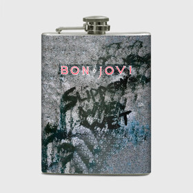 Фляга с принтом Slippery When Wet - Bon Jovi в Екатеринбурге, металлический корпус | емкость 0,22 л, размер 125 х 94 мм. Виниловая наклейка запечатывается полностью | Тематика изображения на принте: bon jovi | john | альбом | арена | бон | бон джови | глэм | группа | джови | джон | метал | музыка | надпись | песни | поп | попрок | рок | рокер | смайл | солист | софт | стена | хард | хеви | хевиметал