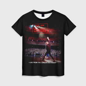 Женская футболка 3D с принтом This House Is Not for Sale - Bon Jovi в Екатеринбурге, 100% полиэфир ( синтетическое хлопкоподобное полотно) | прямой крой, круглый вырез горловины, длина до линии бедер | bon jovi | john | альбом | арена | бон | бон джови | глэм | группа | джови | джон | метал | музыка | надпись | песни | поп | попрок | рок | рокер | смайл | солист | софт | стена | хард | хеви | хевиметал