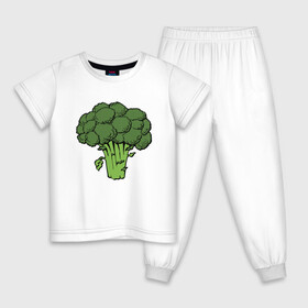 Детская пижама хлопок с принтом Брокколи в Екатеринбурге, 100% хлопок |  брюки и футболка прямого кроя, без карманов, на брюках мягкая резинка на поясе и по низу штанин
 | Тематика изображения на принте: брокколи | еда | зож | капуста | овощ | растения