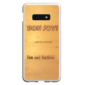 Чехол для Samsung S10E с принтом Live and Faithful - Bon Jovi в Екатеринбурге, Силикон | Область печати: задняя сторона чехла, без боковых панелей | bon jovi | john | альбом | арена | бон | бон джови | глэм | группа | джови | джон | метал | музыка | надпись | песни | поп | попрок | рок | рокер | смайл | солист | софт | стена | хард | хеви | хевиметал