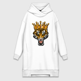 Платье-худи хлопок с принтом Царь тигр в Екатеринбурге,  |  | 2022 | animal | cat | lion | tiger | год тигра | животные | зверь | зубы | кот | кошка | лев | охотник | полосатый | природа | тигр | тигренок | тигрица | хищник