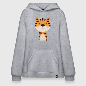 Худи SuperOversize хлопок с принтом Cartoon Tiger в Екатеринбурге, 70% хлопок, 30% полиэстер, мягкий начес внутри | карман-кенгуру, эластичная резинка на манжетах и по нижней кромке, двухслойный капюшон
 | 2022 | animal | cat | lion | tiger | год тигра | животные | зверь | зубы | кот | кошка | лев | охотник | полосатый | природа | тигр | тигренок | тигрица | хищник