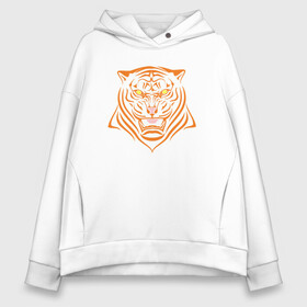 Женское худи Oversize хлопок с принтом Orange Tiger в Екатеринбурге, френч-терри — 70% хлопок, 30% полиэстер. Мягкий теплый начес внутри —100% хлопок | боковые карманы, эластичные манжеты и нижняя кромка, капюшон на магнитной кнопке | 2022 | animal | cat | lion | tiger | год тигра | животные | зверь | зубы | кот | кошка | лев | охотник | полосатый | природа | тигр | тигренок | тигрица | хищник