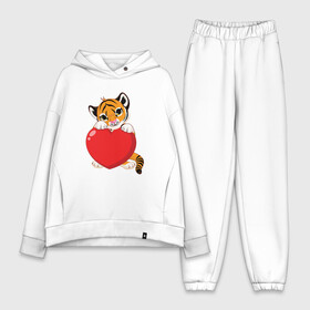 Женский костюм хлопок Oversize с принтом Tiger Love в Екатеринбурге,  |  | 2022 | animal | cat | heart | lion | love | tiger | год тигра | животные | зверь | зубы | кот | кошка | лев | люблю | любовь | охотник | полосатый | природа | сердце | тигр | тигренок | тигрица | хищник