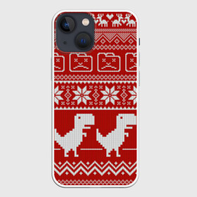 Чехол для iPhone 13 mini с принтом Новогодний гугл в Екатеринбурге,  |  | error | googl | арт | вязаный рисунок | вязь | гугл | дивнозаврик | динозавр | новый год | ночь | олени | олень | ошибка | рисунок | рождество | снег | снежинка | снежинки