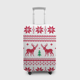 Чехол для чемодана 3D с принтом Зимняя ночь в Екатеринбурге, 86% полиэфир, 14% спандекс | двустороннее нанесение принта, прорези для ручек и колес | арт | вязаный рисунок | вязь | дерево | ёлка | ёлки | ель | новый год | олени | олень | рисунок | рождество | снег | снежинка | снежинки