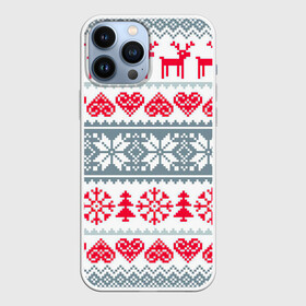 Чехол для iPhone 13 Pro Max с принтом Зимняя любовь в Екатеринбурге,  |  | арт | вязаный рисунок | вязь | любовь | новый год | ночь | олени | олень | рисунок | рождество | сердечки | сердечко | сердце | снег | снеговик | снеговики | снежинка | снежинки