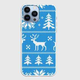 Чехол для iPhone 13 Pro Max с принтом Зимняя дикая лесная ночь в Екатеринбурге,  |  | Тематика изображения на принте: арт | вязаный рисунок | вязь | ёлка | ёлки | ель | лес | новый год | ночь | олени | олень | рисунок | рождество | снег | снеговик | снеговики | снежинка | снежинки