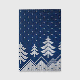 Обложка для паспорта матовая кожа с принтом Зимняя ночь в Екатеринбурге, натуральная матовая кожа | размер 19,3 х 13,7 см; прозрачные пластиковые крепления | арт | вязаный рисунок | вязь | зима | зимняя ночь | лес | новый год | ночь | рисунок | рождество | снег | снеговик | снеговики | снежинка | снежинки