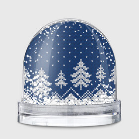 Игрушка Снежный шар с принтом Зимняя ночь в Екатеринбурге, Пластик | Изображение внутри шара печатается на глянцевой фотобумаге с двух сторон | арт | вязаный рисунок | вязь | зима | зимняя ночь | лес | новый год | ночь | рисунок | рождество | снег | снеговик | снеговики | снежинка | снежинки