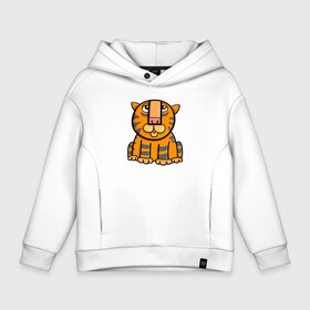 Детское худи Oversize хлопок с принтом Funny Tiger в Екатеринбурге, френч-терри — 70% хлопок, 30% полиэстер. Мягкий теплый начес внутри —100% хлопок | боковые карманы, эластичные манжеты и нижняя кромка, капюшон на магнитной кнопке | 2022 | animal | cat | lion | tiger | год тигра | животные | зверь | зубы | кот | кошка | лев | охотник | полосатый | природа | тигр | тигренок | тигрица | хищник