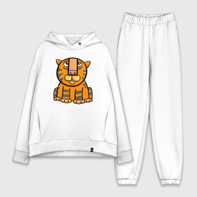 Женский костюм хлопок Oversize с принтом Funny Tiger в Екатеринбурге,  |  | 2022 | animal | cat | lion | tiger | год тигра | животные | зверь | зубы | кот | кошка | лев | охотник | полосатый | природа | тигр | тигренок | тигрица | хищник