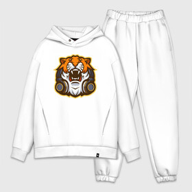 Мужской костюм хлопок OVERSIZE с принтом Tiger Music в Екатеринбурге,  |  | 2022 | animal | cat | lion | music | tiger | год тигра | животные | зверь | зубы | кот | кошка | лев | музыка | наушники | охотник | полосатый | природа | тигр | тигренок | тигрица | хищник