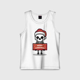 Детская майка хлопок с принтом Merry Christmas joke в Екатеринбурге,  |  | holiday | joke | merry christmas | new year | poster | skeleton | skull | новый год | постер | праздник | рождество | скелет | череп | шутка