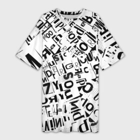 Платье-футболка 3D с принтом UNDER WHITE в Екатеринбурге,  |  | text | белый | буквы | пестрое | текст