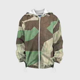 Детская куртка 3D с принтом Камуфляж хаки армейский в Екатеринбурге, 100% полиэстер | застежка — молния, подол и капюшон оформлены резинкой с фиксаторами, по бокам — два кармана без застежек, один потайной карман на груди, плотность верхнего слоя — 90 г/м2; плотность флисового подклада — 260 г/м2 | army | beige | brown | camouflage | green | khaki | military | rhombuses | spots | армейский | бежевый | зелёный | камуфляж | коричневый | милитари | пятна | ромбы | хаки