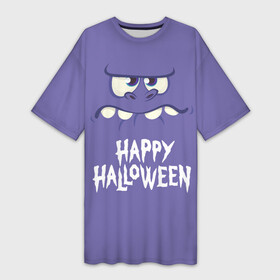 Платье-футболка 3D с принтом HAPPY HALLOWEEN в Екатеринбурге,  |  | halloween | holiday | pumpkin | samayn | vampire | zombie | вампир | ведьма | вечеринка | день всех святых | зомби | карнавал | маскарад | мертвец | оборотень | привидение | самайн | светильник джека | страшный джек | труп
