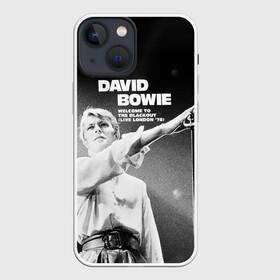 Чехол для iPhone 13 mini с принтом Welcome to the Blackout   David Bowie в Екатеринбурге,  |  | Тематика изображения на принте: david bowie | альтернативный | арт | боуи | глэм | девид | джаз | дэвед | дэвид | музыка | музыкант | певец | поп | психоделический | рок | соул | хард | экспериментальный | электронная | эмбиент