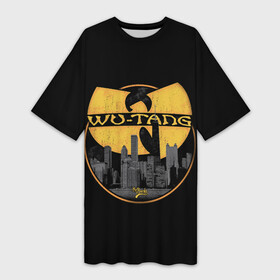 Платье-футболка 3D с принтом WU TANG CLAN в Екатеринбурге,  |  | black | clan | gangsta | hip hop | logo | music | new york | rap | retro | usa | wu tang | ву танг | гангстер | группа | клан | музыка | нью йорк | ретро | рэп | хип хоп
