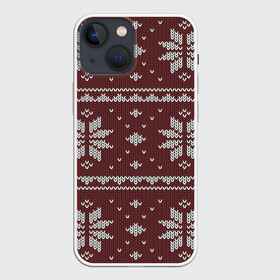 Чехол для iPhone 13 mini с принтом Вязаный рисунок в Екатеринбурге,  |  | Тематика изображения на принте: арт | вязаный рисунок | вязь | новый год | рисунок | рождество | ромб | ромбик | ромбы | снег | снежинка | снежинки
