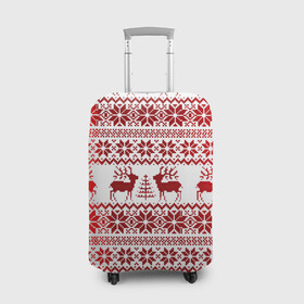 Чехол для чемодана 3D с принтом Зимний лес в Екатеринбурге, 86% полиэфир, 14% спандекс | двустороннее нанесение принта, прорези для ручек и колес | арт | вязаный рисунок | вязь | ёлка | ёлки | ель | новый год | ночь | олени | олень | рисунок | рога | рождество | снег | снеговик | снеговики | снежинка | снежинки