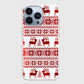 Чехол для iPhone 13 Pro с принтом Олени в зимнем лесу в Екатеринбурге,  |  | арт | вязаный рисунок | вязь | ёлка | ёлки | ель | новый год | ночь | олени | олень | рисунок | рога | рождество | снег | снеговик | снеговики | снежинка | снежинки