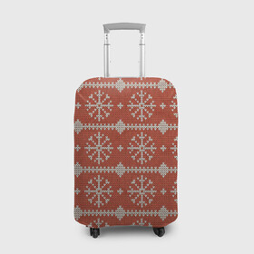 Чехол для чемодана 3D с принтом Вязаный рисунок в Екатеринбурге, 86% полиэфир, 14% спандекс | двустороннее нанесение принта, прорези для ручек и колес | арт | вязаный рисунок | вязь | новый год | рисунок | рождество | снег | снежинка | снежинки