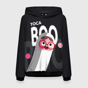 Женская толстовка 3D с принтом Toca Boo в Екатеринбурге, 100% полиэстер  | двухслойный капюшон со шнурком для регулировки, мягкие манжеты на рукавах и по низу толстовки, спереди карман-кенгуру с мягким внутренним слоем. | digital toys | gamer | games | helicopter taxi | pets | toca boca | toca hair salon | toca kitchen | toca life | toca life city | toca life worl | toca tea party | video games | игры