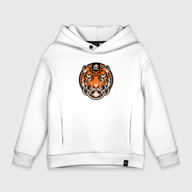 Детское худи Oversize хлопок с принтом Amazing Tiger в Екатеринбурге, френч-терри — 70% хлопок, 30% полиэстер. Мягкий теплый начес внутри —100% хлопок | боковые карманы, эластичные манжеты и нижняя кромка, капюшон на магнитной кнопке | Тематика изображения на принте: 2022 | animal | cat | lion | tiger | год тигра | животные | зверь | зубы | кот | кошка | лев | охотник | полосатый | природа | тигр | тигренок | тигрица | хищник