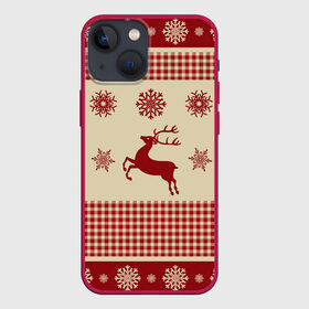 Чехол для iPhone 13 mini с принтом Олени в Екатеринбурге,  |  | арт | вязаный рисунок | вязь | новый год | олени | олень | рисунок | рога | рождество | снег | снежинка | снежинки