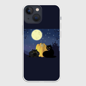 Чехол для iPhone 13 mini с принтом Котострашилка в Екатеринбурге,  |  | halloween | helloween | ведьма | котики | мистика | мистический дом | ночь | страшно | тыква | хеллоуин | хэллоуин