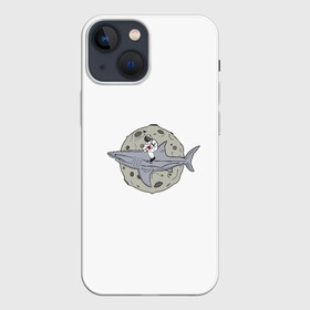 Чехол для iPhone 13 mini с принтом Moonserfer в Екатеринбурге,  |  | акула | космонавт | космос | луна | путешествие | рыба | ссср