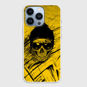 Чехол для iPhone 13 Pro с принтом Череп Хипстер Гранж Брызги в Екатеринбурге,  |  | grunge | head | hipster | skulls | брызги | в очках | голова | зубы | кости | краски | паттерн | полосы | потертости | скелет | текстура | точки | узор | черепа | черный