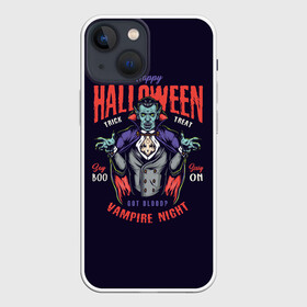 Чехол для iPhone 13 mini с принтом Вампир в Екатеринбурге,  |  | halloween | holiday | pumpkin | samayn | vampire | zombie | вампир | ведьма | вечеринка | день всех святых | зомби | карнавал | маскарад | мертвец | оборотень | привидение | самайн | светильник джека | страшный джек | труп