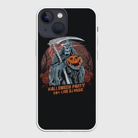 Чехол для iPhone 13 mini с принтом Смерть с Косой в Екатеринбурге,  |  | halloween | holiday | pumpkin | samayn | zombie | вампир | ведьма | вечеринка | день всех святых | зомби | карнавал | маскарад | мертвец | оборотень | привидение | самайн | светильник джека | страшный джек | труп | тыква