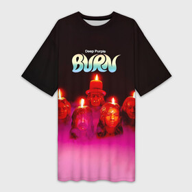 Платье-футболка 3D с принтом Deep Purple  Burn в Екатеринбурге,  |  | deep purple | альбом | гловер | группа | дееп | деп | ди | дип перпл | диперпл | дипперпл | иэн гиллан | иэн пэйс | лого | логотип | метал | морс | пепл | прогрессивный | психоделический | рок | символ | хард