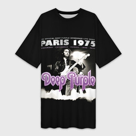 Платье-футболка 3D с принтом Deep Purple  Paris 1975 в Екатеринбурге,  |  | deep purple | альбом | гловер | группа | дееп | деп | ди | дип перпл | диперпл | дипперпл | иэн гиллан | иэн пэйс | лого | логотип | метал | морс | пепл | прогрессивный | психоделический | рок | символ | хард