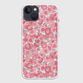 Чехол для iPhone 13 с принтом Нежно коралловые розы в Екатеринбурге,  |  | детский | коралловые розы | модный | розовые розы | розы | скетч | современный | цветочный узор | цветы