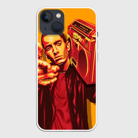 Чехол для iPhone 13 с принтом Эминем с бумбоксом в Екатеринбурге,  |  | eminem | hip hop | rap | rep | исполнители | исполнитель | маршал мэтерс | музыка | реп | эминем | эминэм