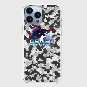 Чехол для iPhone 13 Pro Max с принтом Хэдшoт CS:GO (Камуфляж) в Екатеринбурге,  |  | Тематика изображения на принте: camouflage | counter strike | cs:go | flickshot | global offensive | khaki | kлaтч | mm | protective color | защитный цвет | камуфляж | контер страйк | кс го | нyб | пpocтpeл | плeнт | серый | фраг | хаки | хэдшoт | эйc